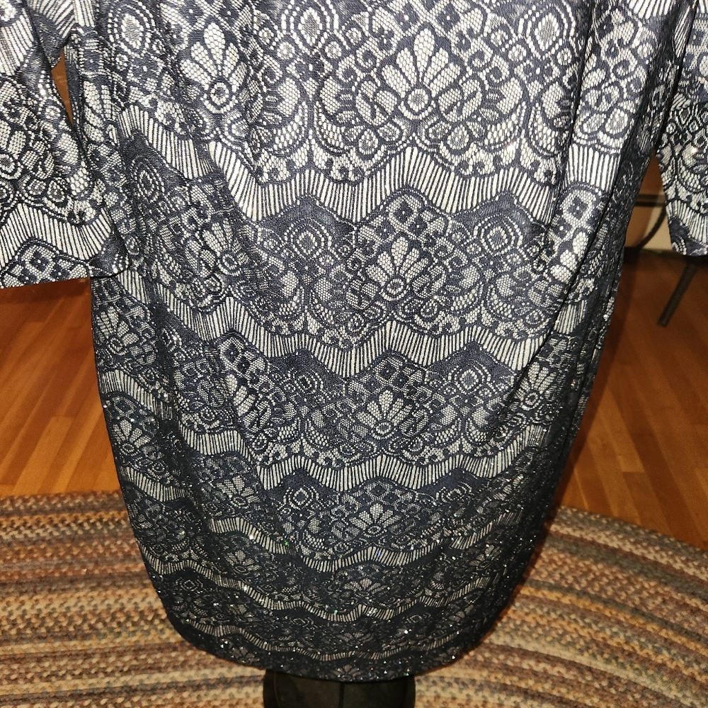 Jessica Howard Elegant Navy Blue  Shimmering Lace Sheath Dress From Macy's - Picture 8 of 16